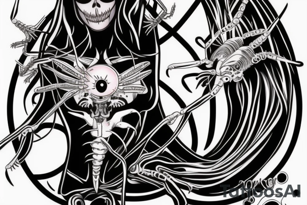 a black widow spider with a crazy opened eye on her thorax, scary features, tattoo idea a black widow spider with a crazy opened eye on her thorax, scary features, tattoo idea