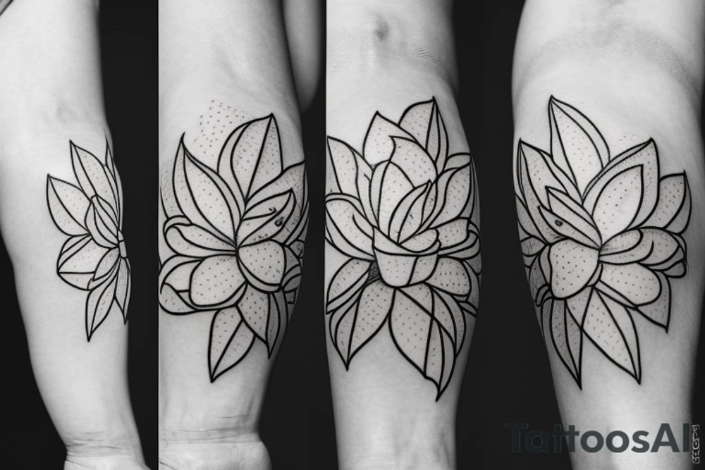 Three magnolia flowers in thin lines tattoo idea