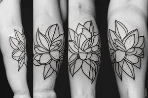 Three magnolia flowers in thin lines tattoo idea