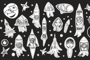 women in rocket tattoo idea