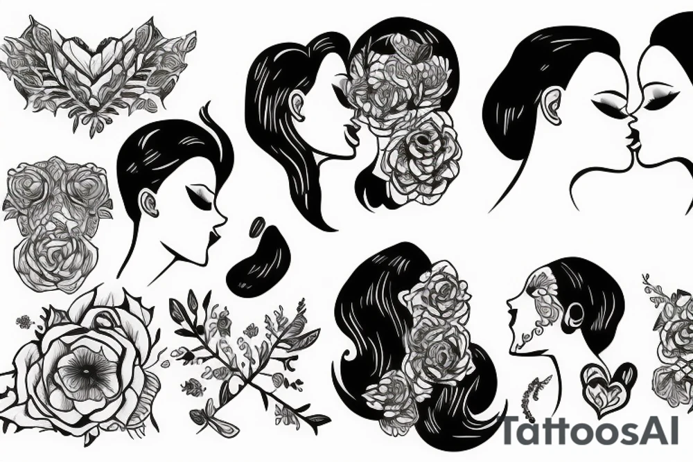Two women kissing tattoo idea