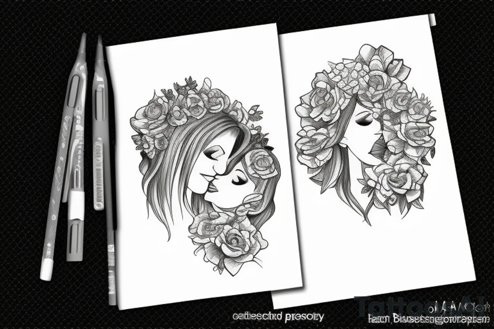 Two women kissing tattoo idea