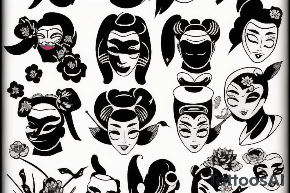 Geisha mask tattoo idea