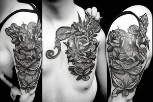 flower with dagger tattoo idea