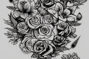 flower with dagger going through the
e center tattoo idea
