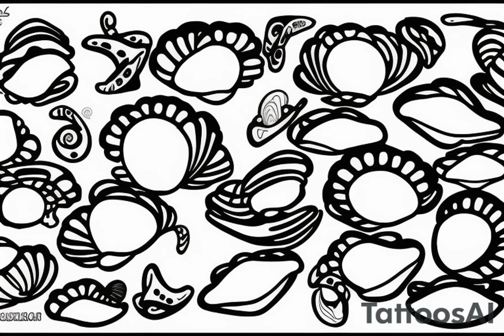 Black and white pearl in a clam shining tattoo idea