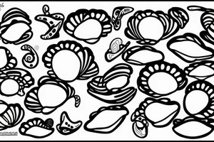 Black and white pearl in a clam shining tattoo idea