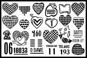 1962 and 1973 with a heart in between. Below each date dotted lines to the dates 1992, 1995, 1998, and 2003 tattoo idea
