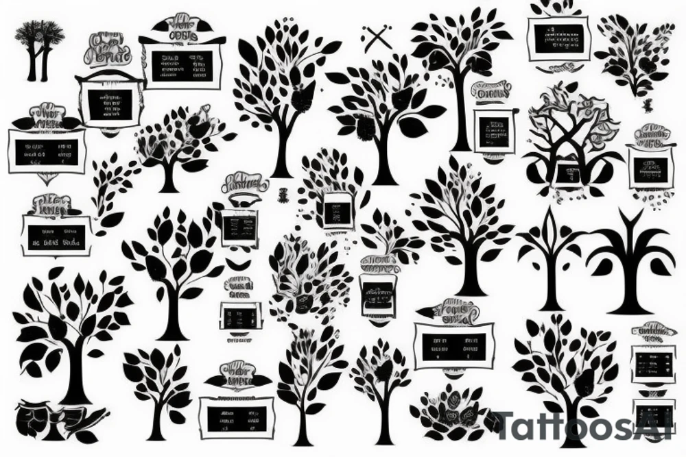 Family tree with dates tattoo idea