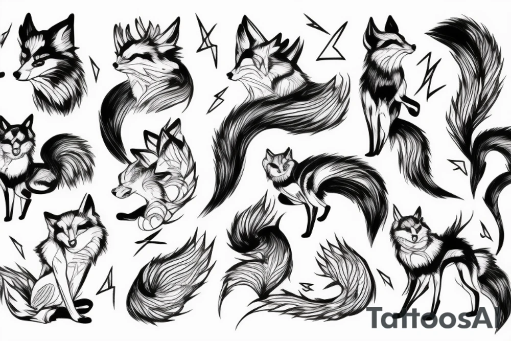 Kitsune with lightning tattoo idea