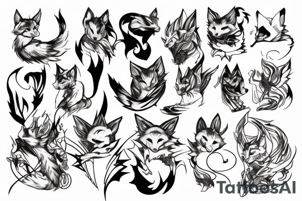Kitsune and lightning tattoo idea