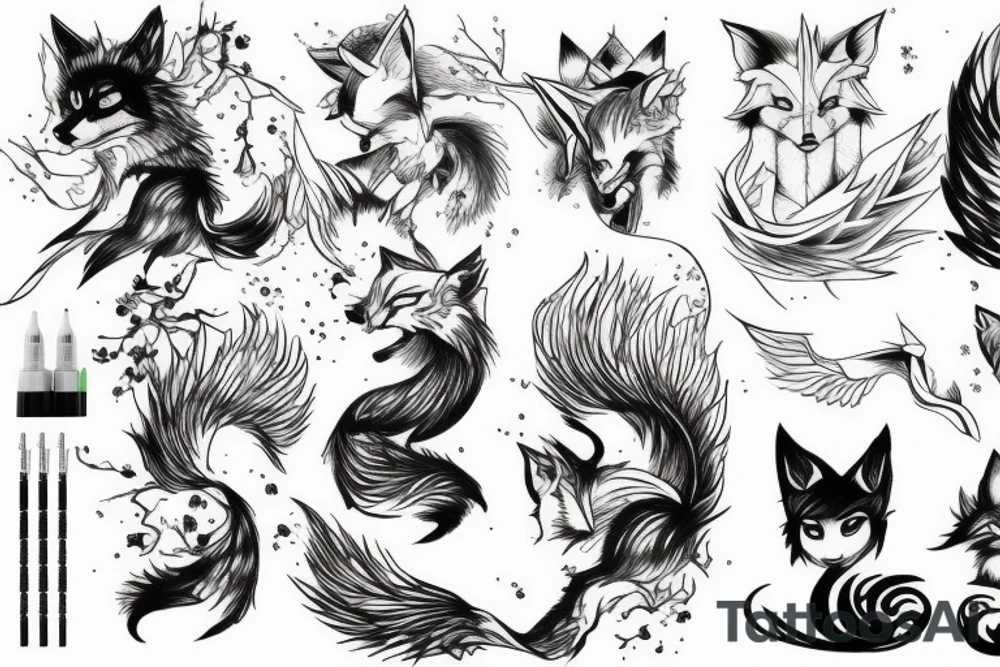 Kitsune and lightning tattoo idea