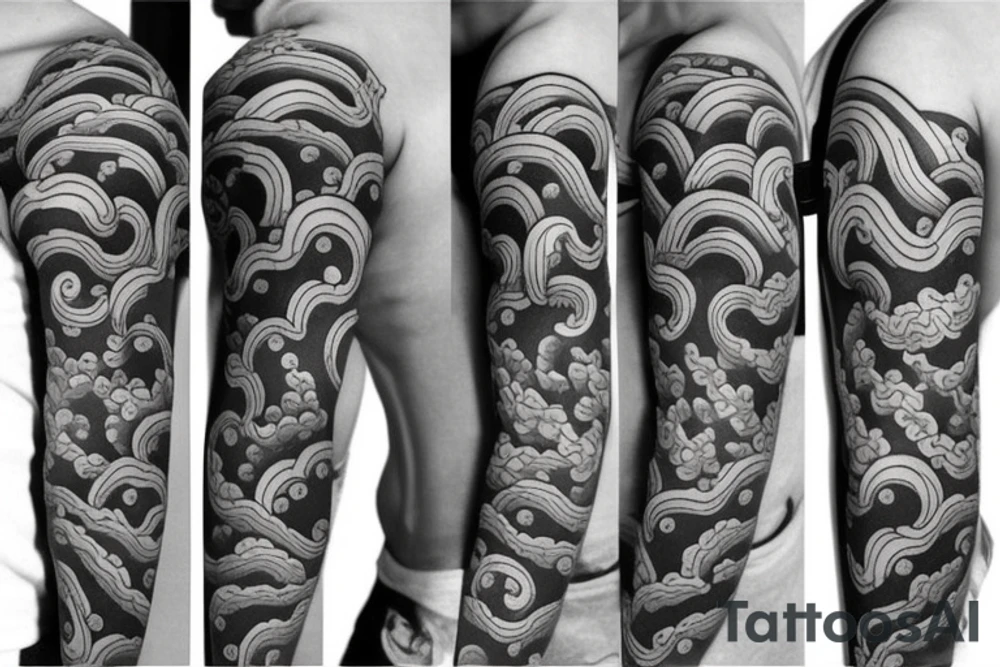 Right arm 3/4 sleeve. Japanese style with waves down towards the bottom with a hammerhead shark tattoo idea