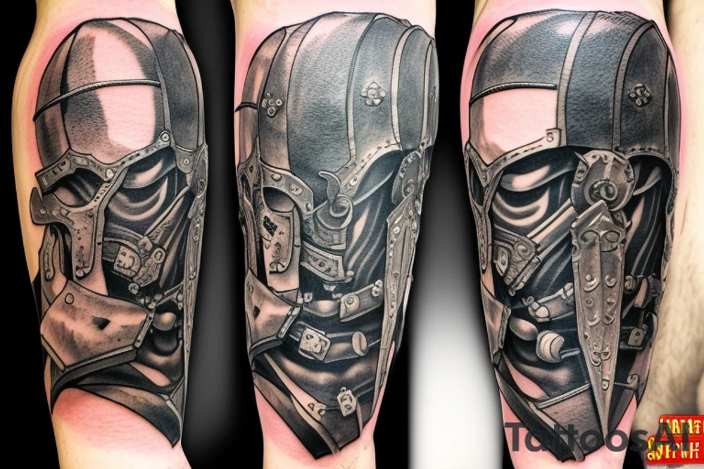 guts tattoo in berserk armour, on leg tattoo idea