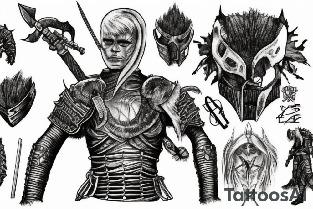 guts tattoo in berserk armour, tattoo idea