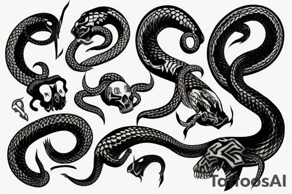 Norse snake and skull tattoo idea