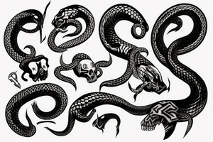 Norse snake and skull tattoo idea