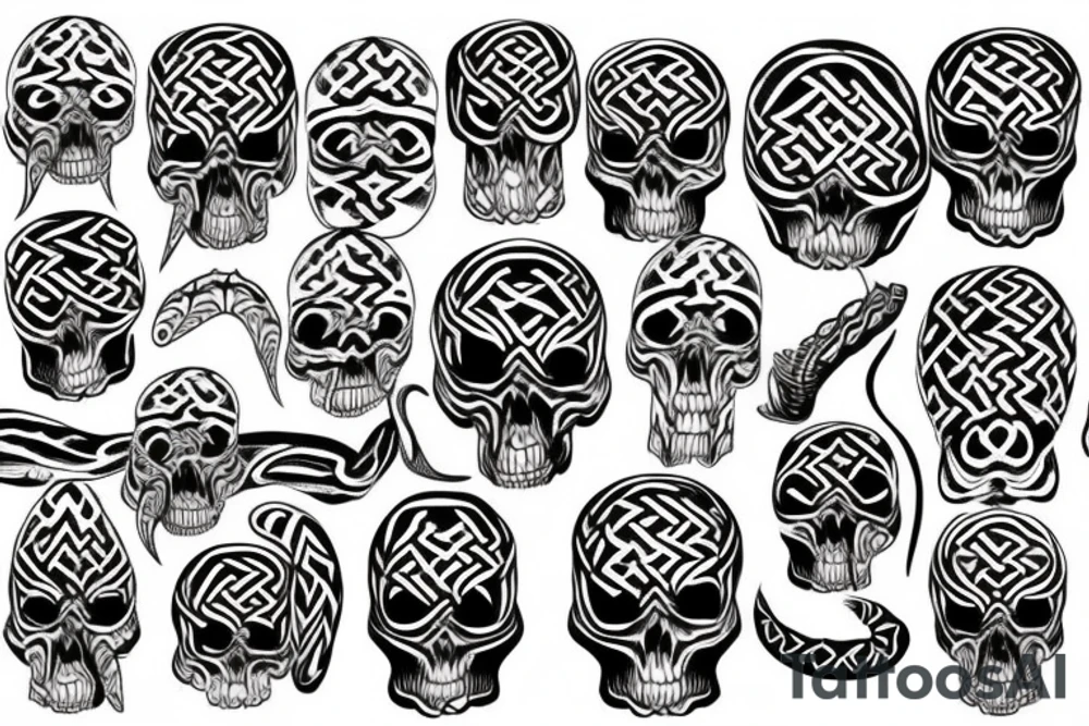 Norse snake and skull tattoo idea