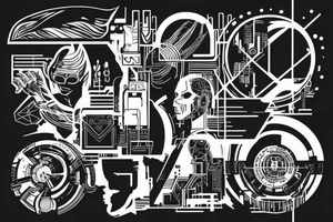 cyberpunk lines tattoo idea