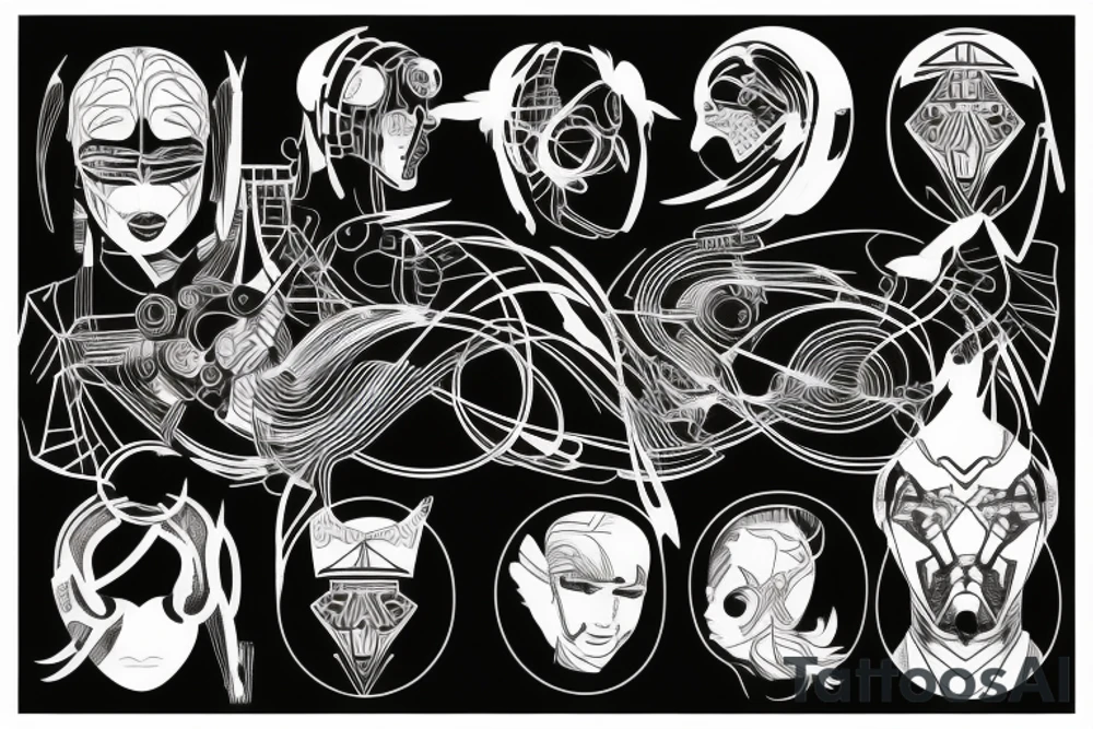 cyberpunk lines tattoo idea