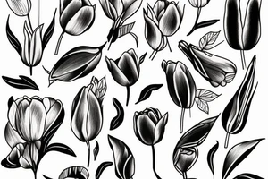 hummin bird with tulip tattoo idea