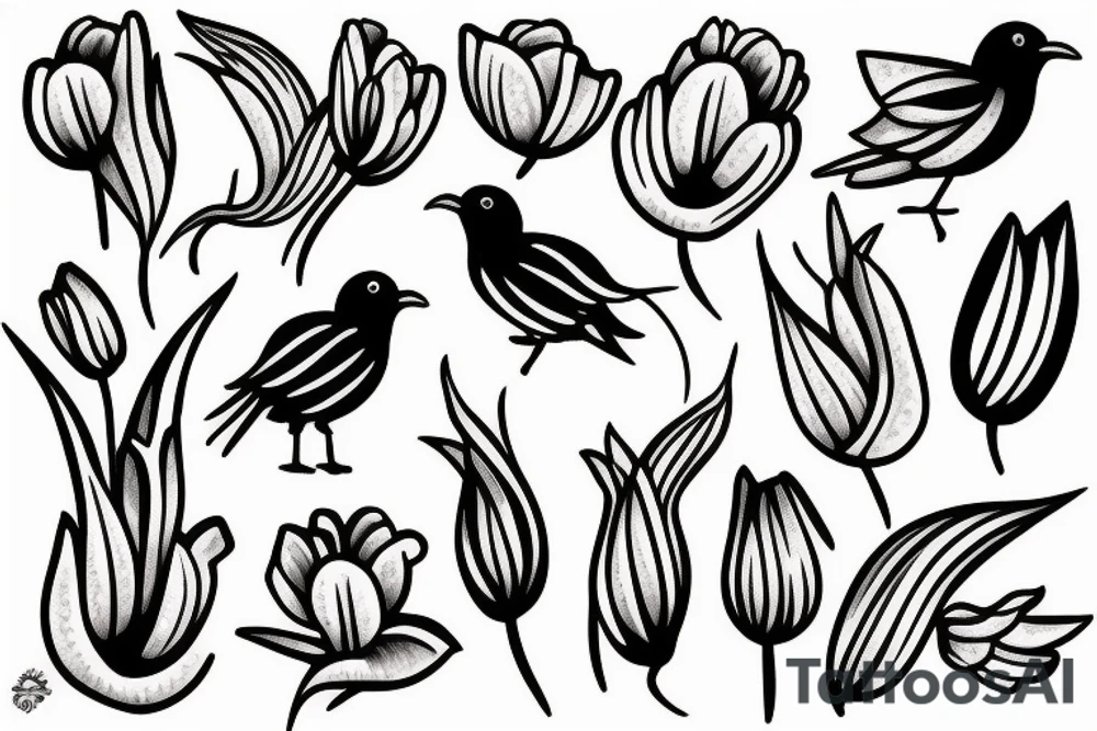 hummin bird with tulip tattoo idea
