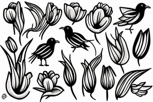 hummin bird with tulip tattoo idea