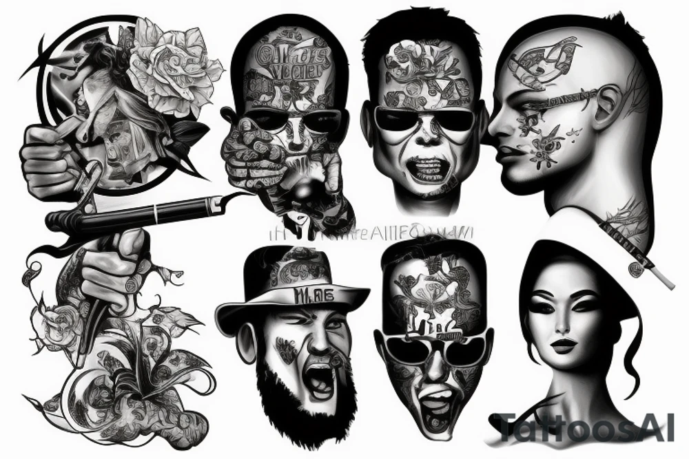 violence smoking fighting las vegas tattoo idea