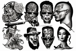 violence smoking fighting las vegas tattoo idea