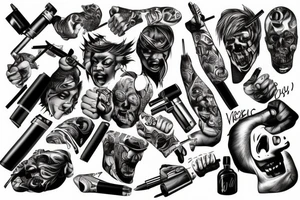 violence smoking fighting las vegas tattoo idea