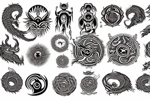 cosmic, yin yang, dragons, celestial, unalome, buddhist tattoo idea