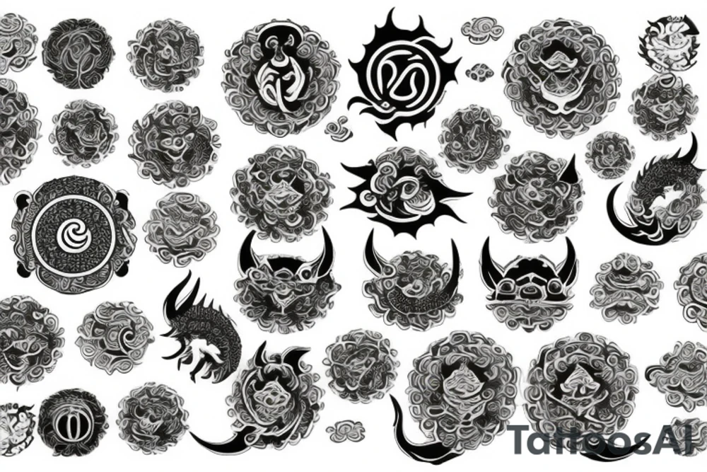 cosmic, yin yang, dragons, celestial, unalome, buddhist tattoo idea