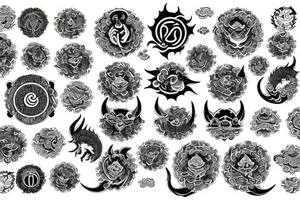 cosmic, yin yang, dragons, celestial, unalome, buddhist tattoo idea