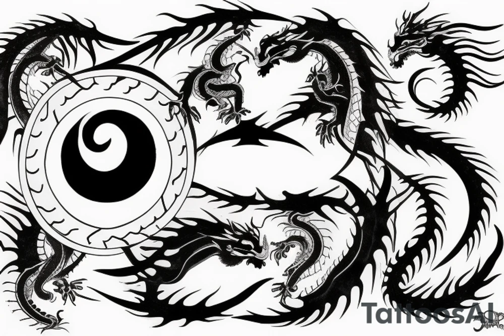 yin yang, dragon tattoo idea