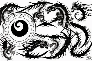 yin yang, dragon tattoo idea