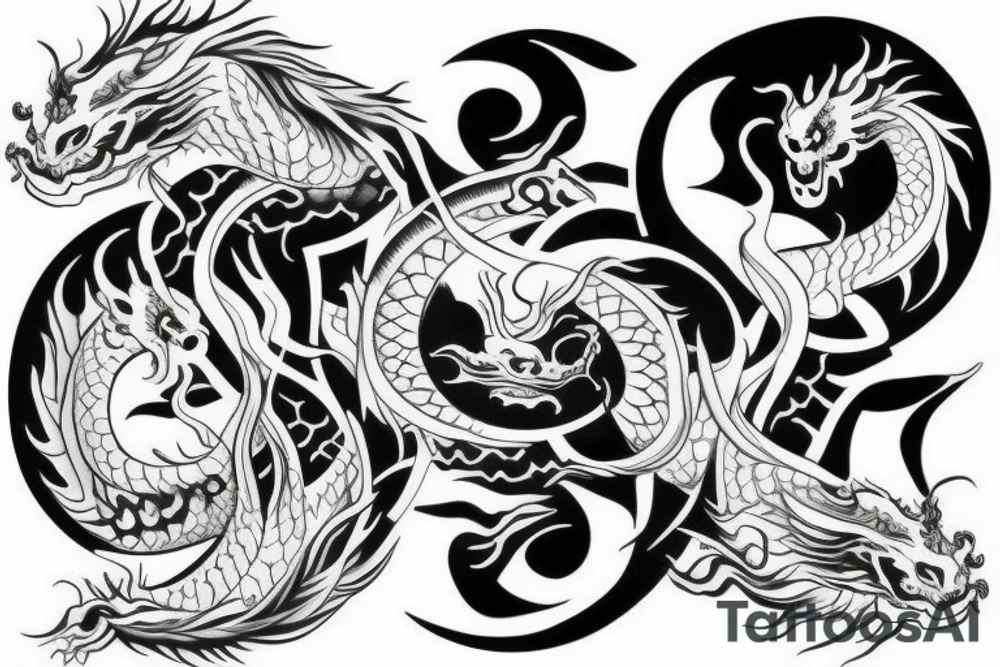 yin yang, dragon tattoo idea