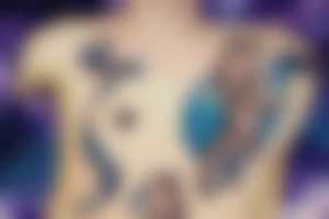 Otter swimming through the Milky Way tattoo idea