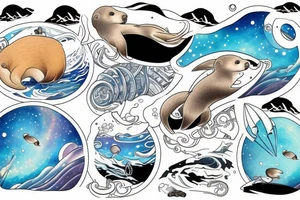 Otter swimming through the Milky Way tattoo idea
