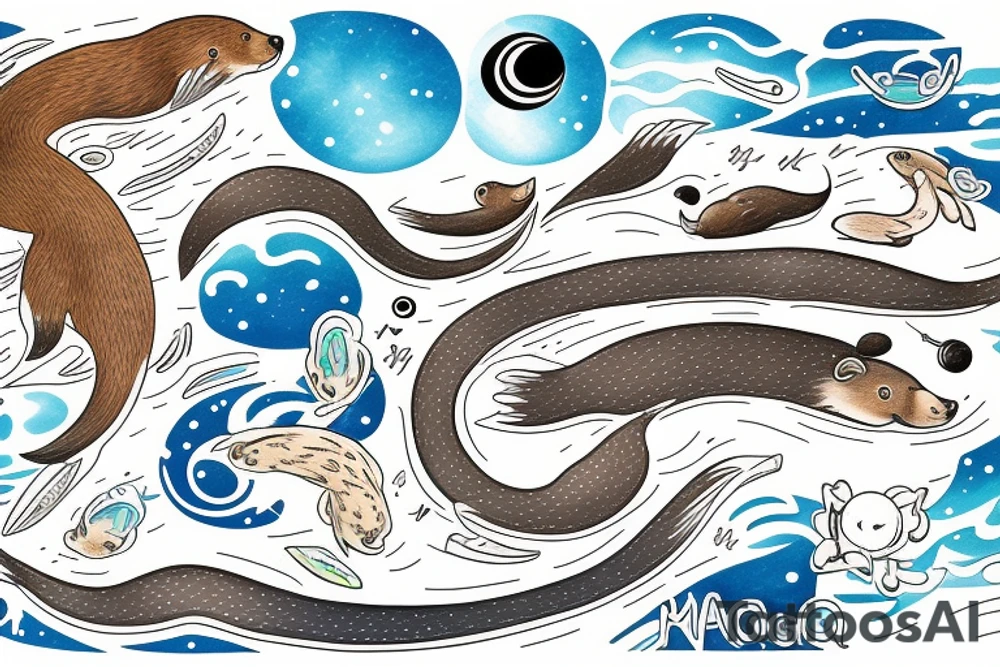 Otter swimming through the Milky Way tattoo idea