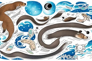 Otter swimming through the Milky Way tattoo idea