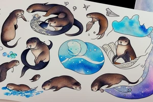 Otter swimming through the Milky Way tattoo idea