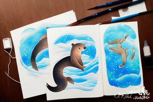 Otter swimming through the Milky Way tattoo idea