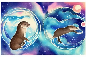 Otter swimming through the Milky Way tattoo idea