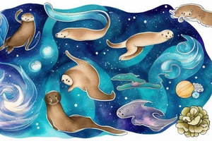 Otter swimming through the Milky Way tattoo idea