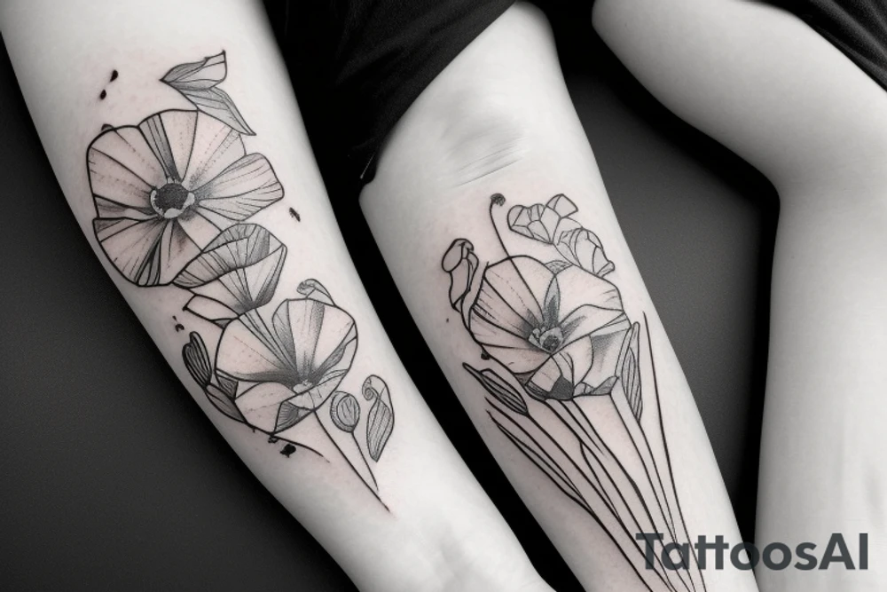 California poppy with Skane bird tattoo idea