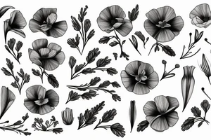California poppy with swedish bird tattoo idea