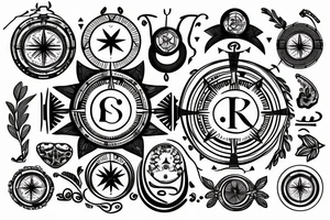 compass with initials tattoo idea