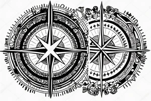 compass with initials tattoo idea