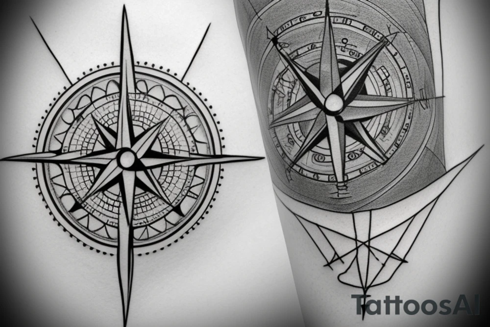 compass minimalistic tattoo idea