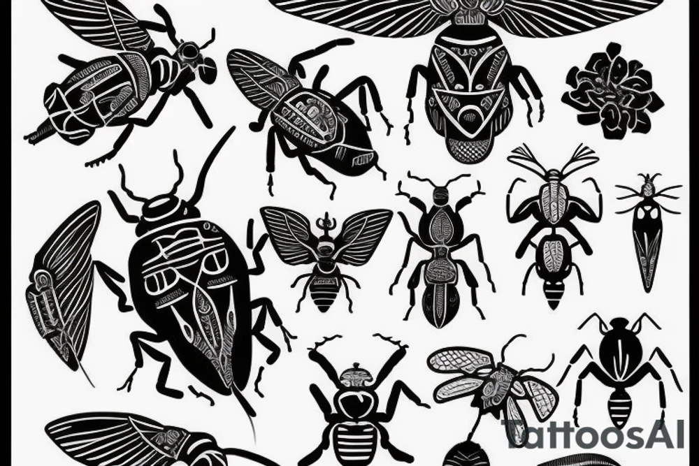 Black beetle with wings Egyptian style tattoo idea Black beetle with wings Egyptian style tattoo idea